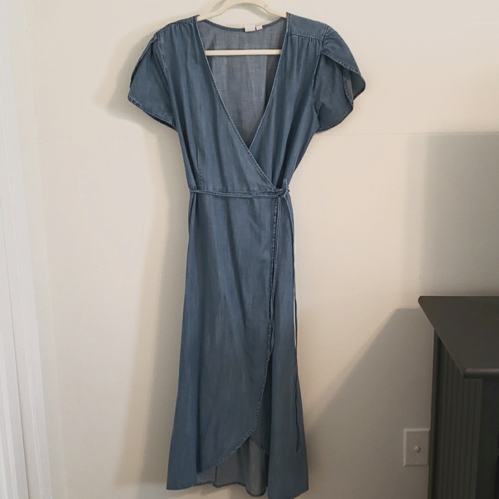 GAP Denim Wrap/Surplice Boho Maxi Dress